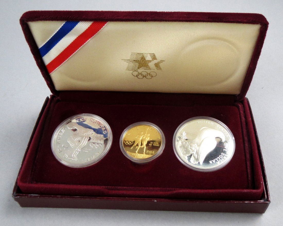 1984 23rd Olympic Coin Set Five Dollar Gold Coin Silver (1 of 2)