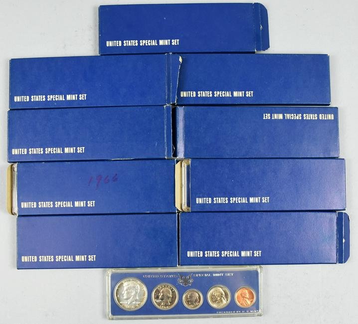 For Auction Lot of 10 1966 U.S. Special Mint Coin Sets (0204) on Mar 08, 2020 Appraisal