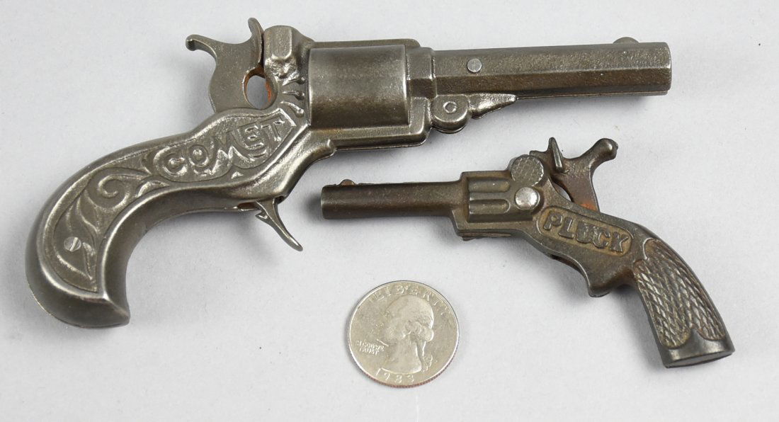 Pair Cast Iron Toy Cap Guns, Stevens, Pluck & Comet (1 of 5)