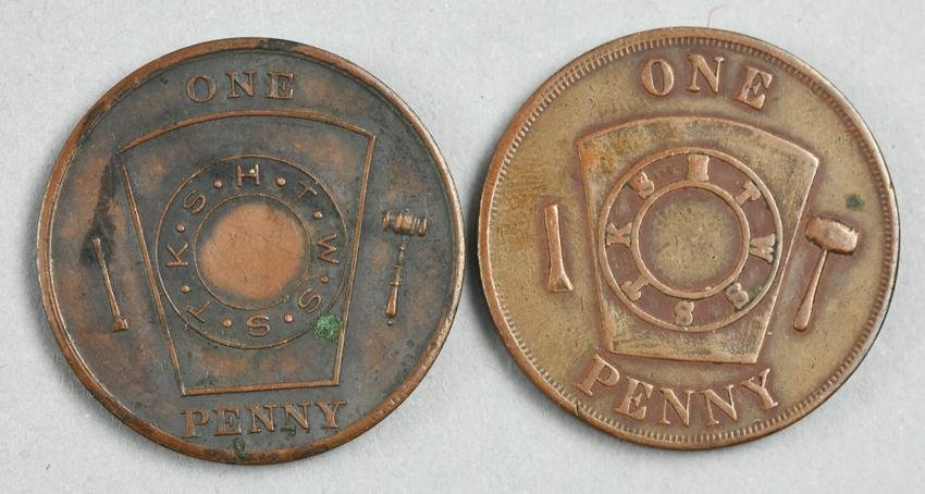 Antique Masonic One Cent Coins 1855 (1 of 2)