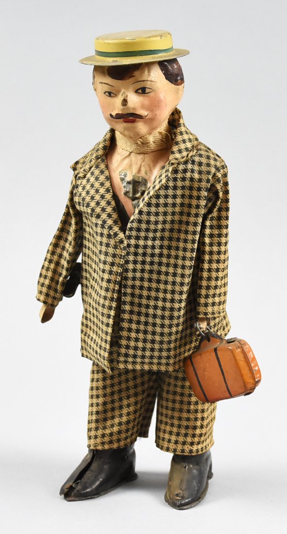 c1910 Gunthermann Tin Windup Business Man w/ Suitcase (1 of 11)