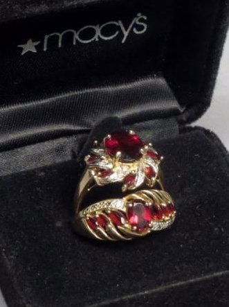 10K & 14K Gold Garnet and Natural Diamond Rings (1 of 7)