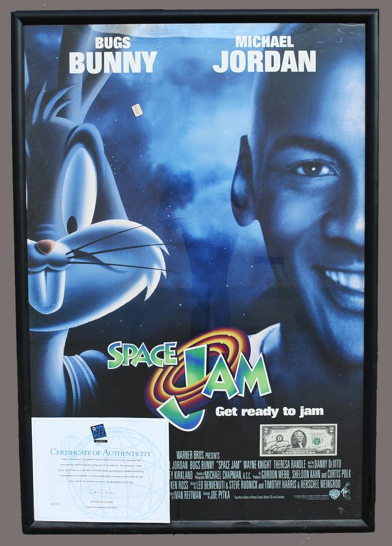 Space Jam Movie Poster,  Michael Jordan Signed, COA (1 of 5)
