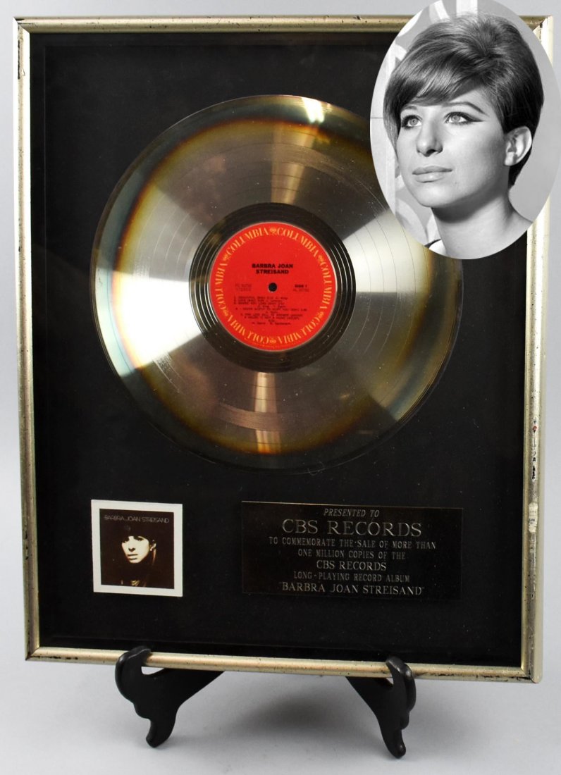 Barbra Streisand Platinum Record, Presented to CBS (1 of 6)
