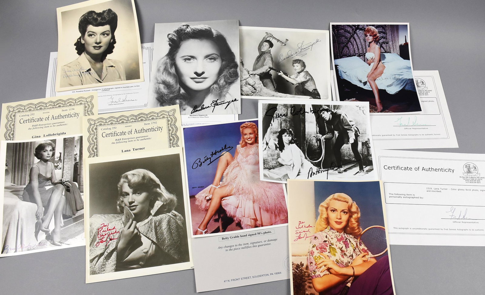 Misc Hollywood Star Signed Photos, Turner, Grable, (1 of 5)