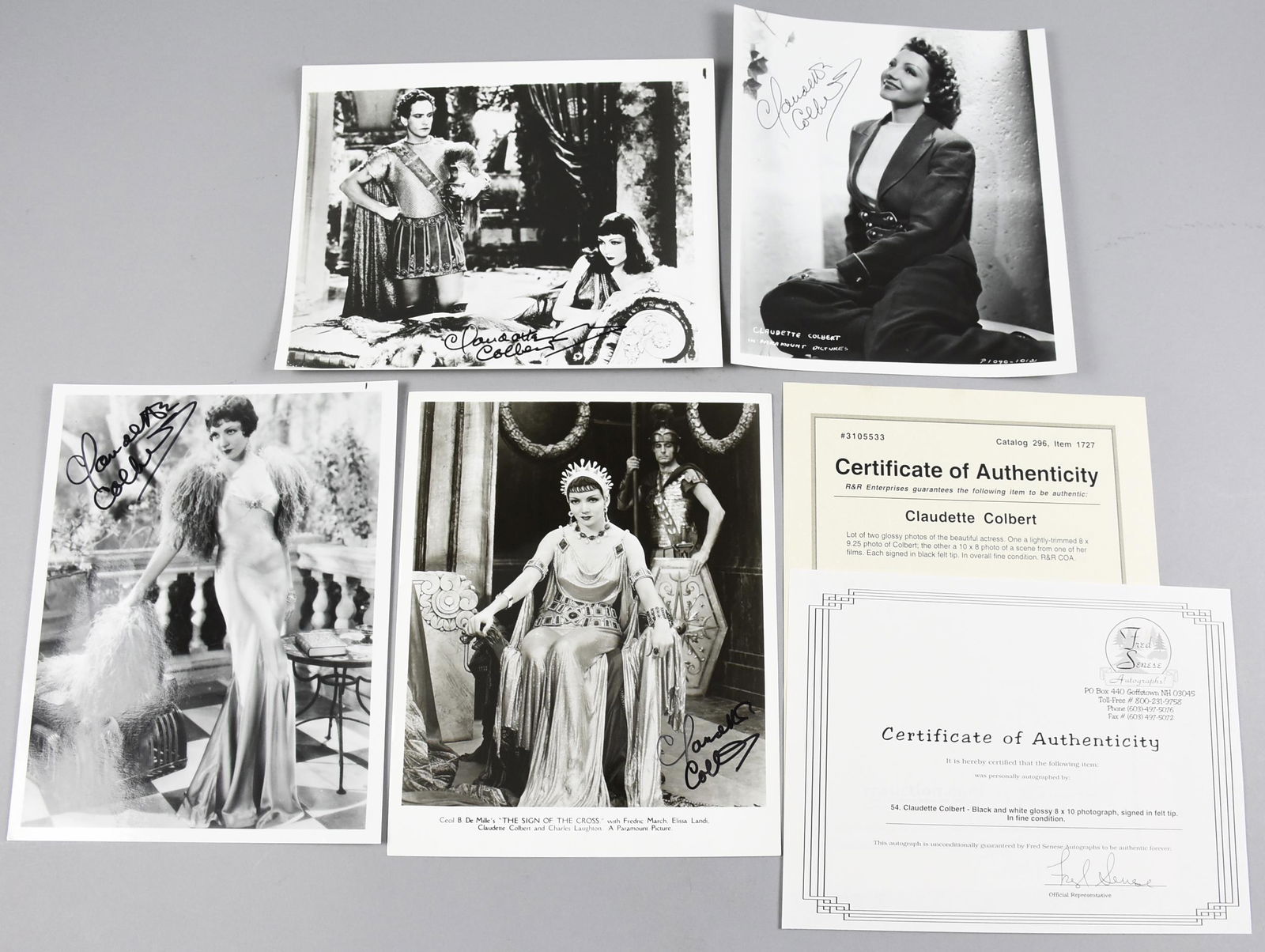 4 Claudette Colbert Signed Photos COA De Mille (1 of 1)