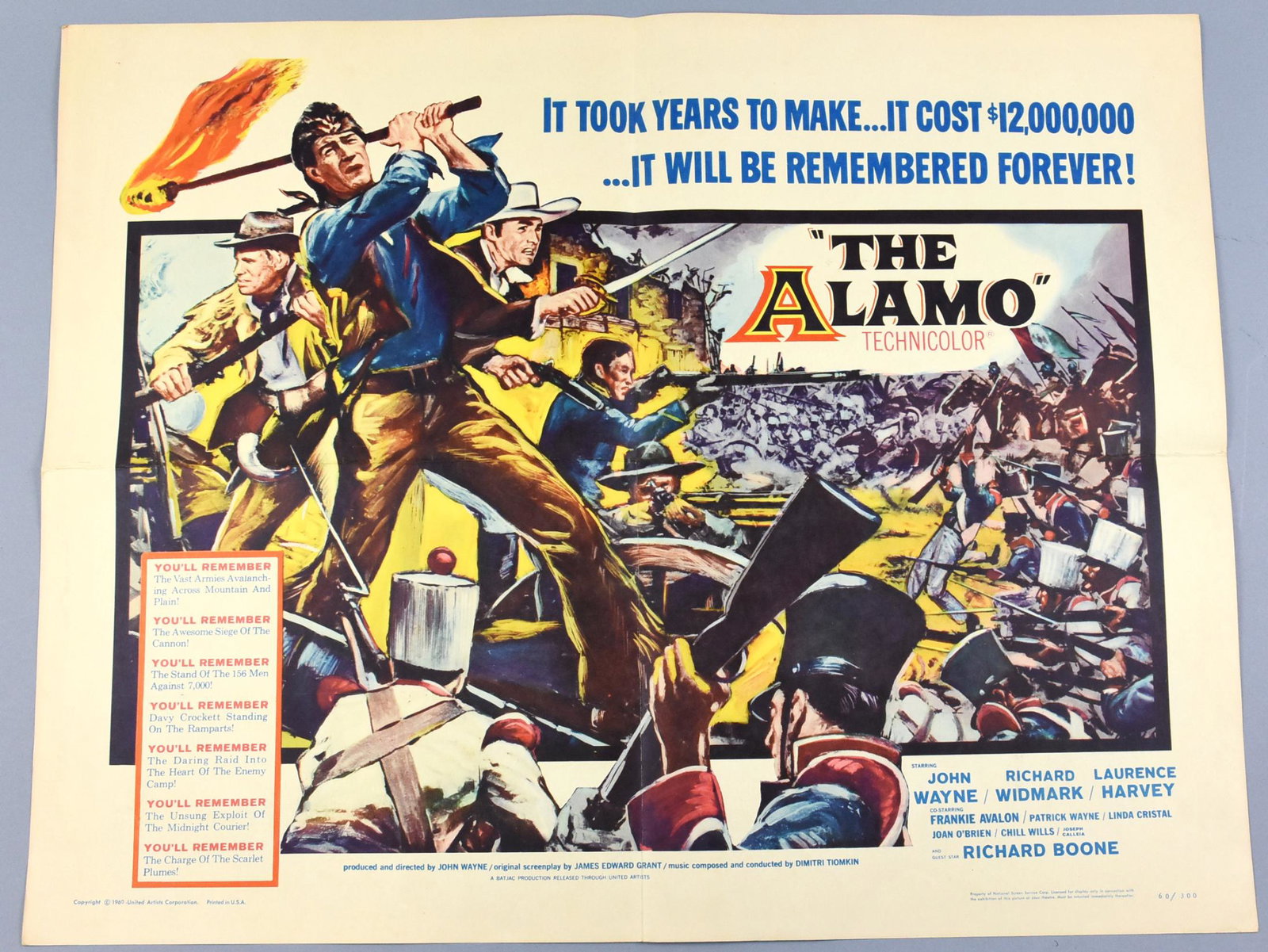 1960 The Alamo, Half Sheet Movie Poster John Wayne (1 of 4)