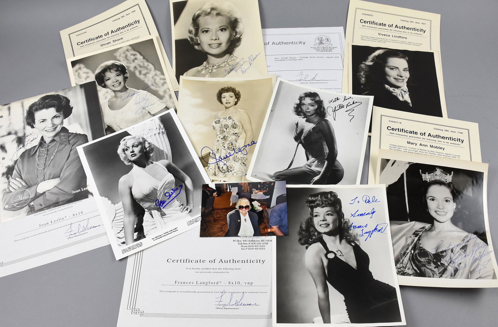 Signed B&W Actress Headshots, Shore, Wyman More, COAs (1 of 3)