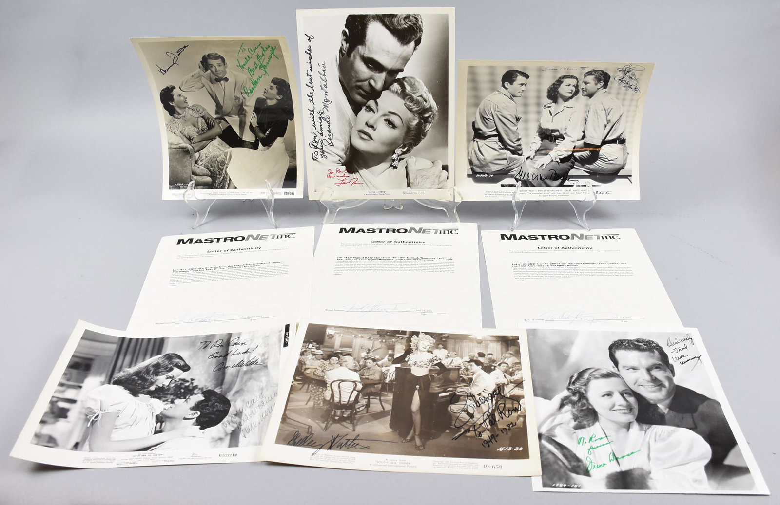 Multi Movie Star Signed  w/ Shared COAs Tierney, Peck, (1 of 11)