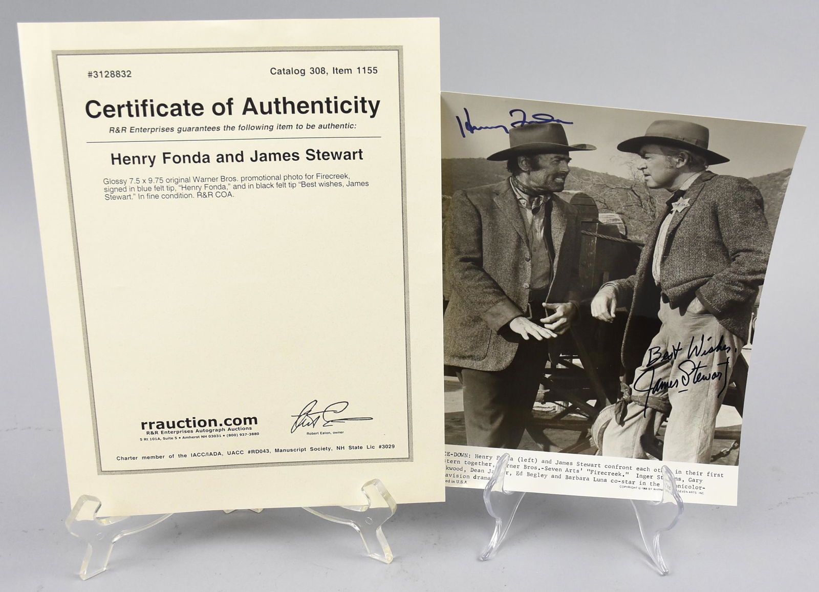Henry Fonda, Jimmy Stewart Signed, Firecreek, COA (1 of 2)