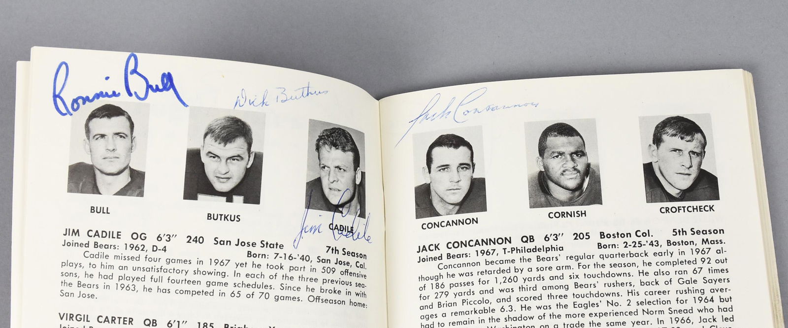 1968 Player Signed Chicago Bears Media Guide COA (1 of 12)