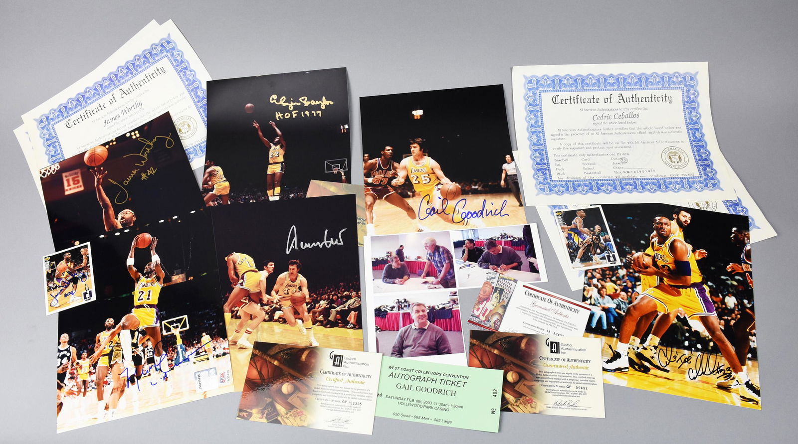 Classic LA Lakers Signed Photos, Worthy, Baylor (1 of 5)