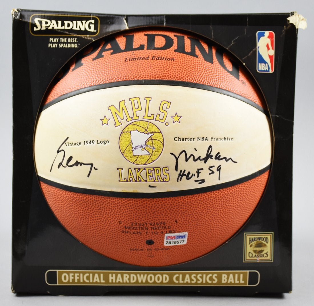 MPLS Lakers George Mikan Autographed Ball: Standing at a whopping 6'10", George Mikan was given the name "Mr. Basketball" He played for the Minneapolis Lakers from 1947-1954, then again in 1956. His playing style redefined basketball and in hi