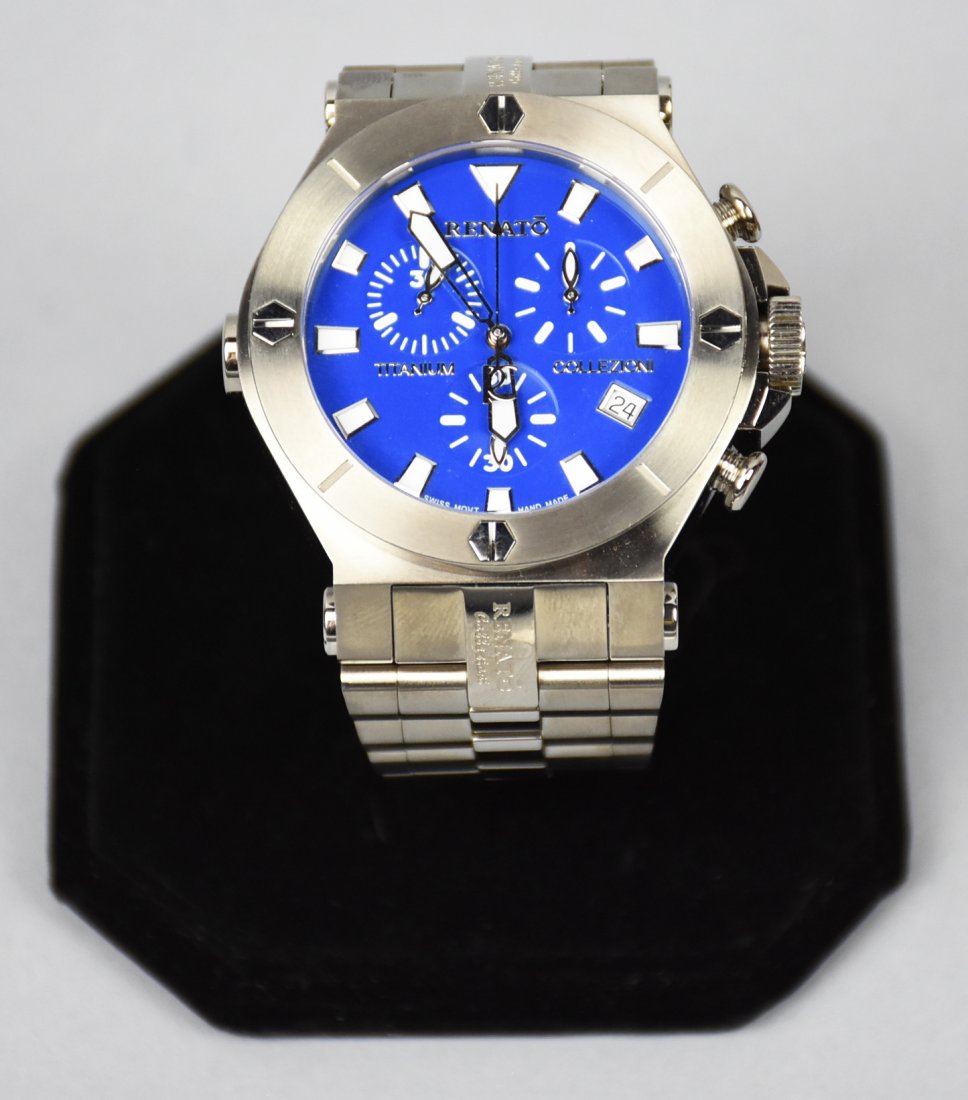 Renato Wilde Beast Watch: Appears unused with blue face, brushed silver tone.