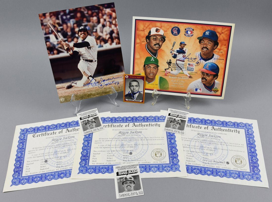 Signed Reggie Jackson Photos, Card, COA (1 of 5)
