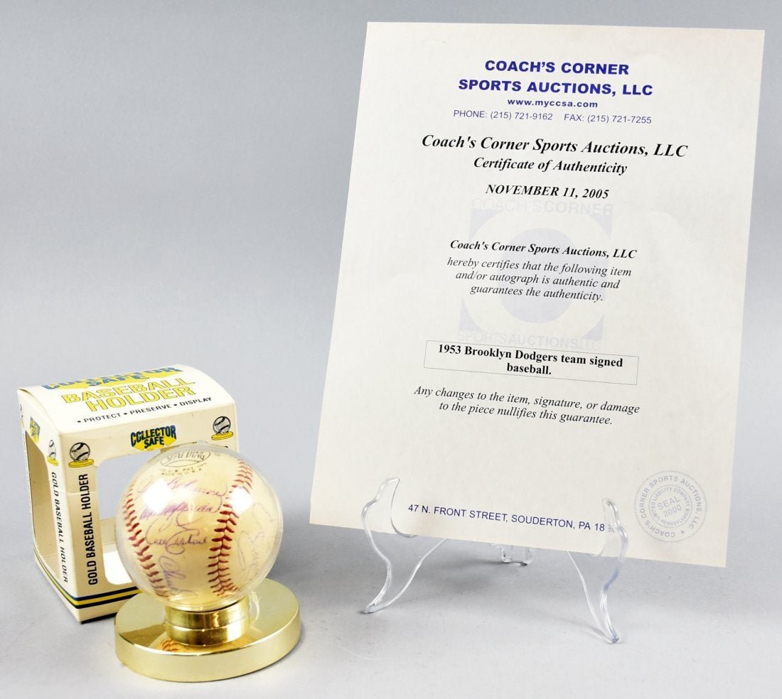 1953 NL Champ Brooklyn Dodgers Team Signed COA Gilliam (1 of 13)