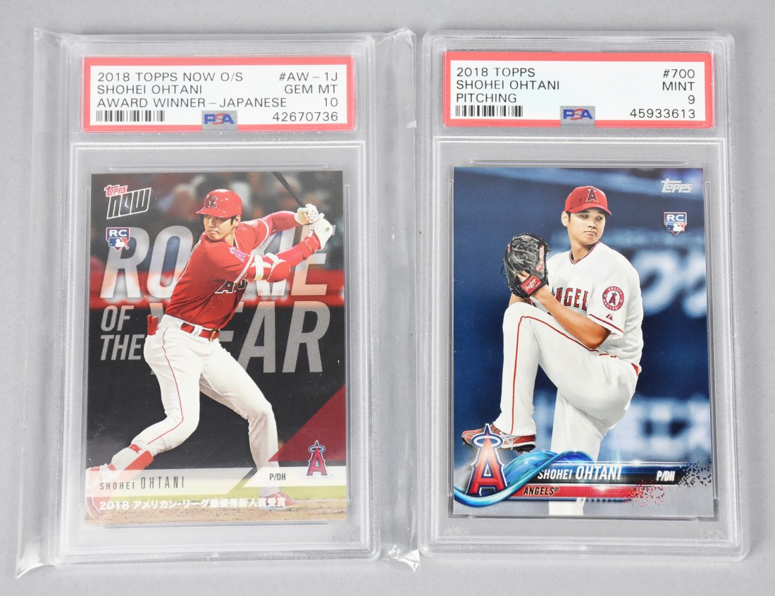 PAIR Topps Shohei Ohtani Rookie Cards, PSA 10, 9 Grade (1 of 2)