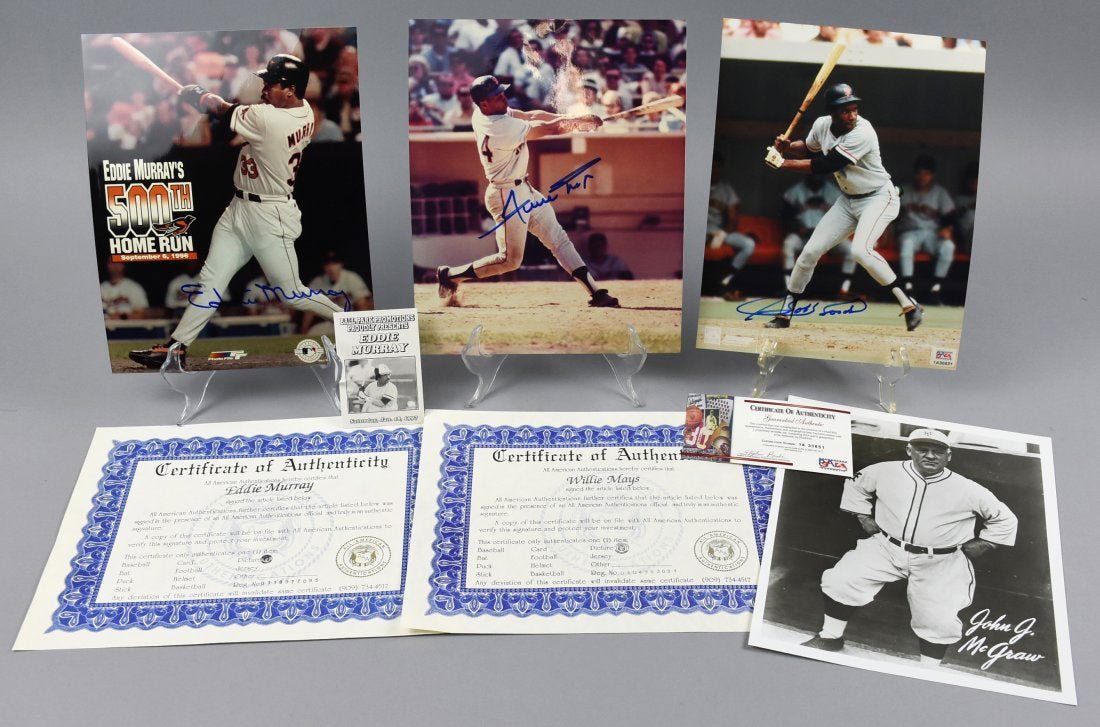 Four Photos NY/SF Giants 3 Signed PSA/DNA Bonds Mays (1 of 5)