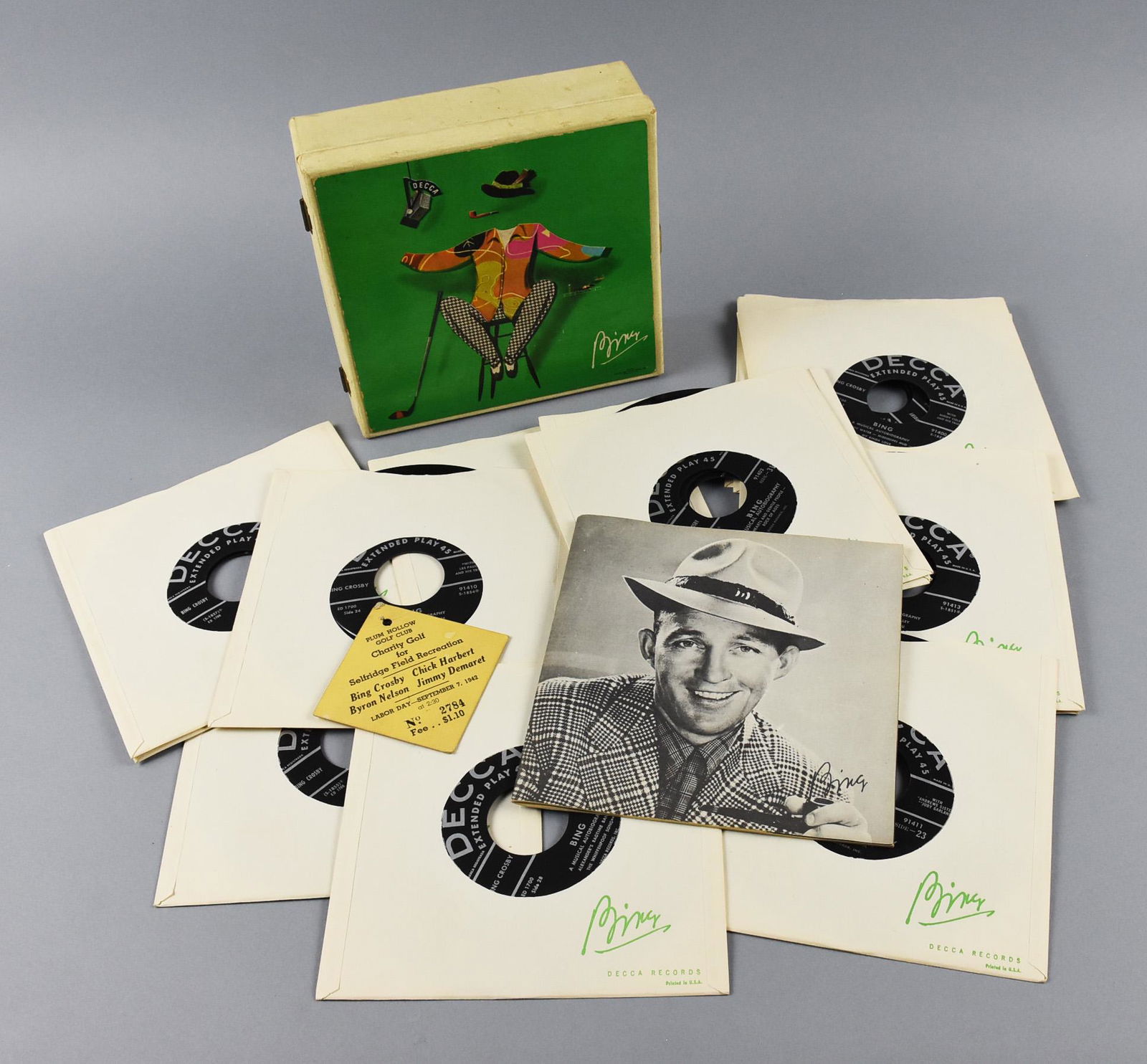 Vintage Bing Crosby 45 Record Collection Signed (1 of 10)