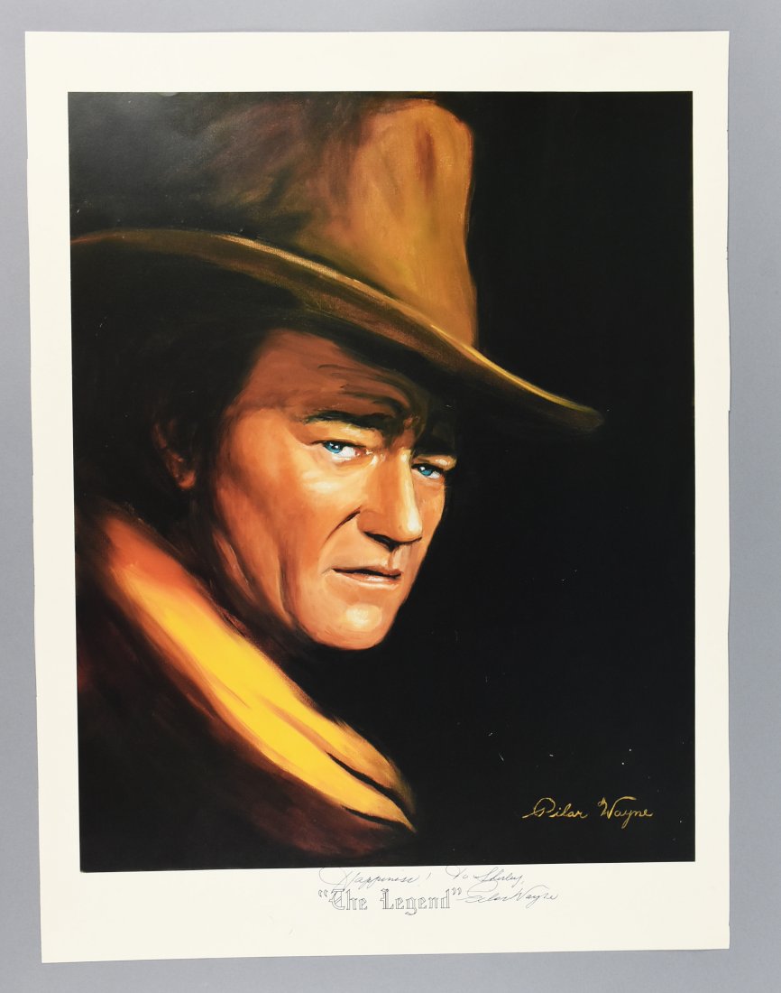 Pilar Wayne Signed Lithograph of John Wayne (1 of 2)