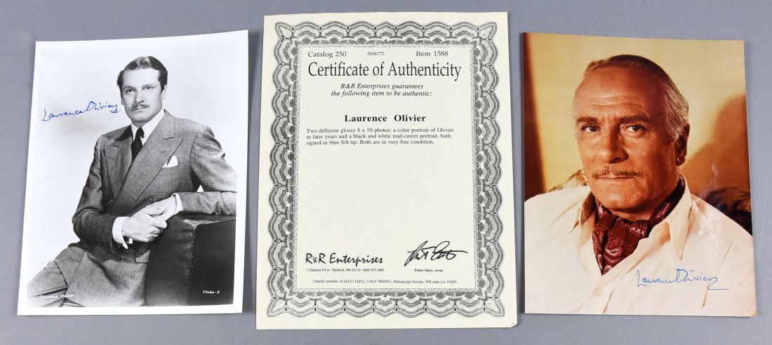 Signed Laurence Olivier Photos, COA (1 of 3)