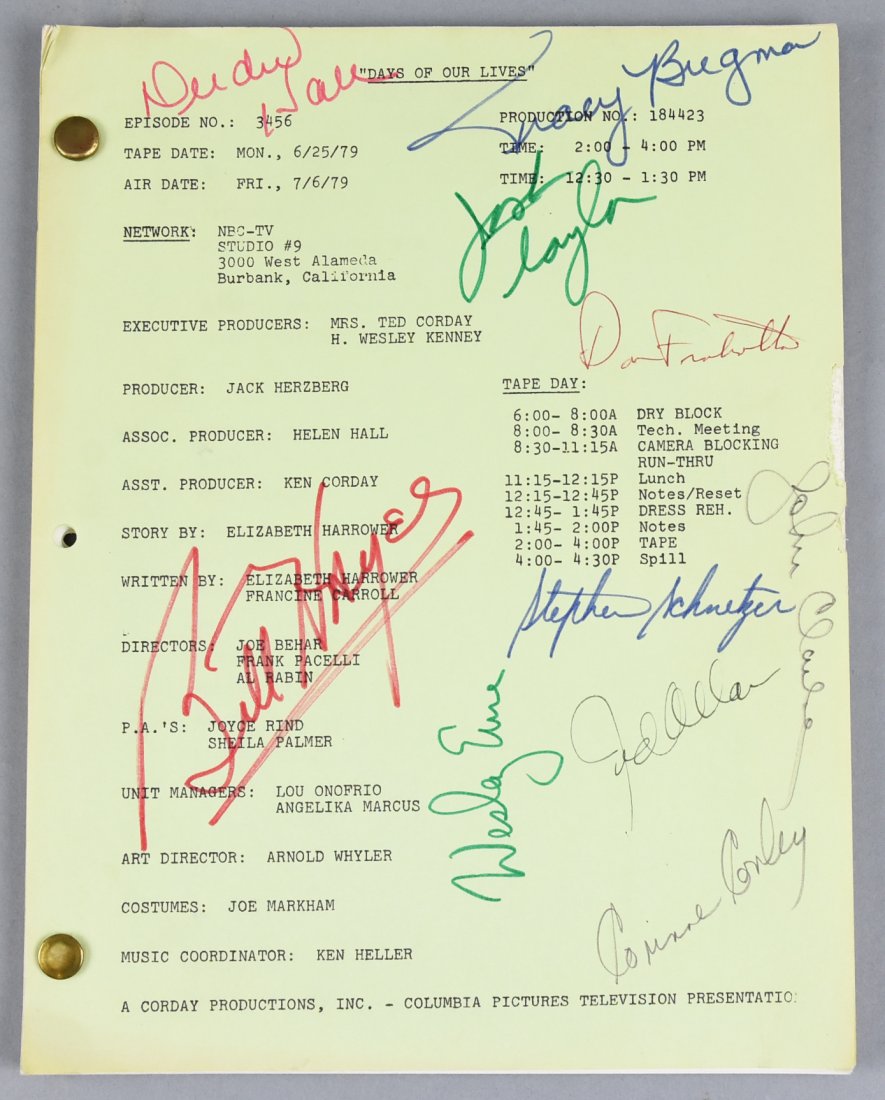 Signed, DAYS OF OUR LIVES Script, 1979 Cast Autograph (1 of 3)