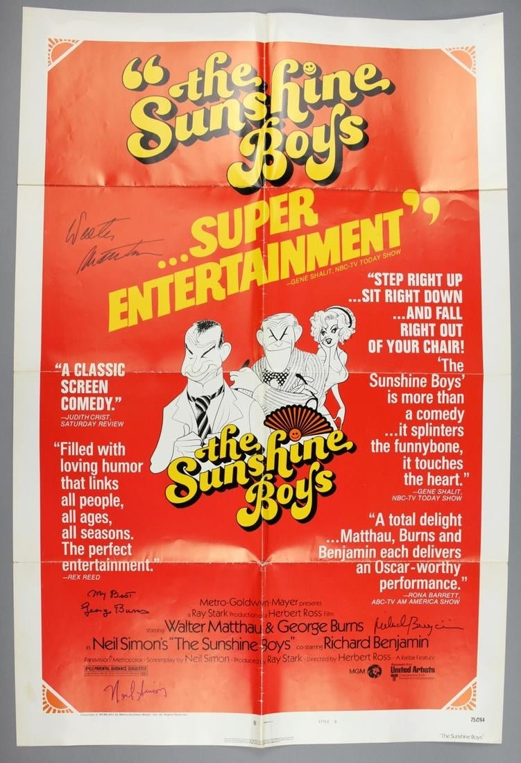 1975 The Sunshine Boys, Matthau, Simon, Burns Sign COA (1 of 6)