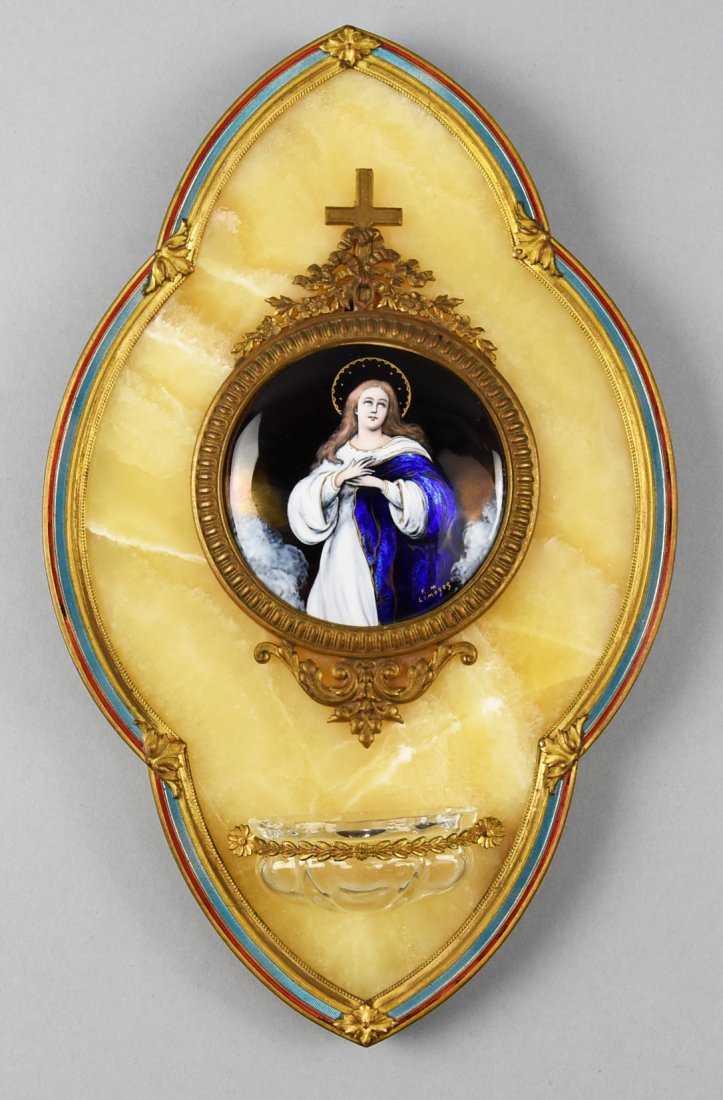 19th C E.M. Limoges Holy Water Font (1 of 8)