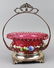 c1890 Crown Guild Bride Basket, Dot Optic Cranberry