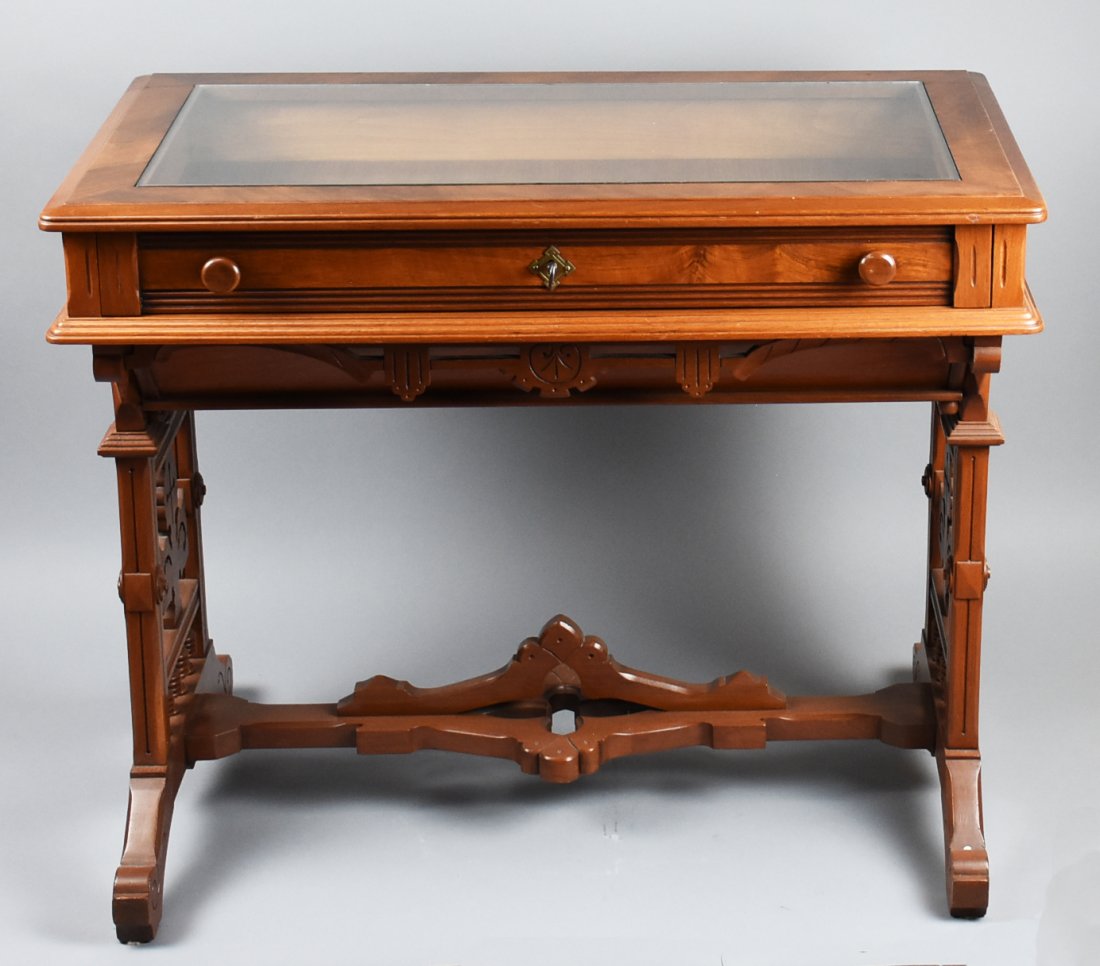 Gothic Glass Top Table, Hidden Drawer (1 of 18)