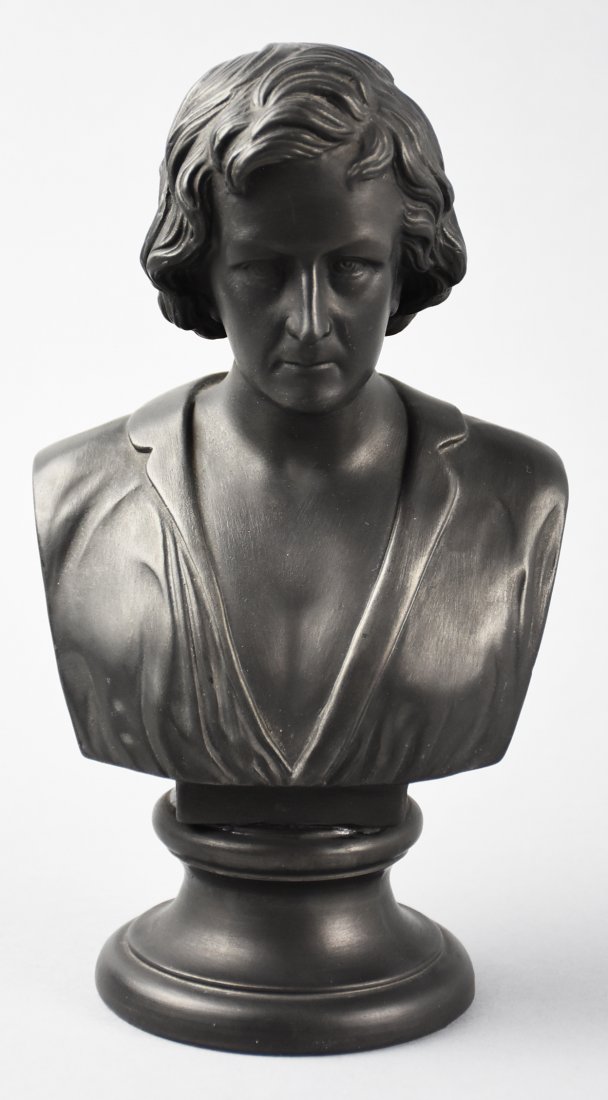 Early 20thC L Hjorth Black Basalt Bust (1 of 5)