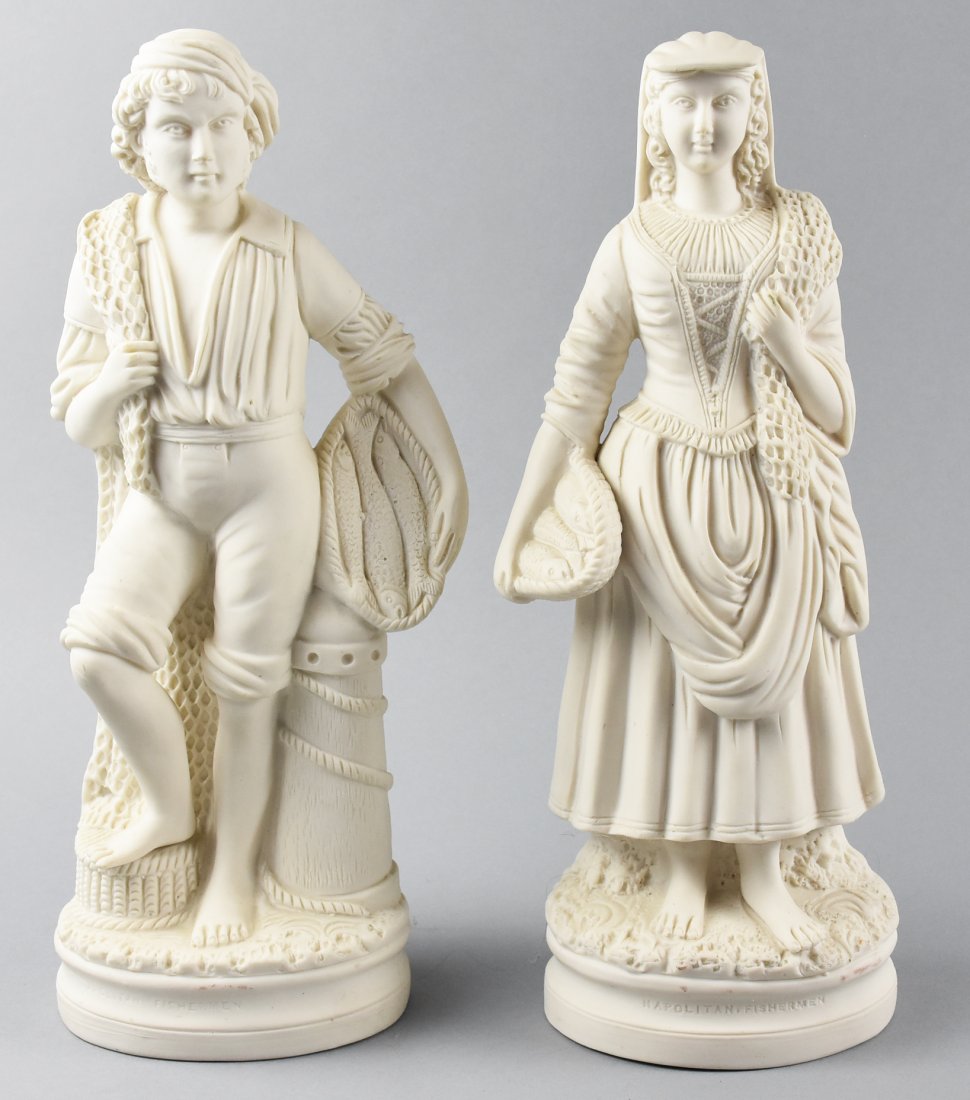 19th C Neapolitan Fishermen, JW Parianware (1 of 5)