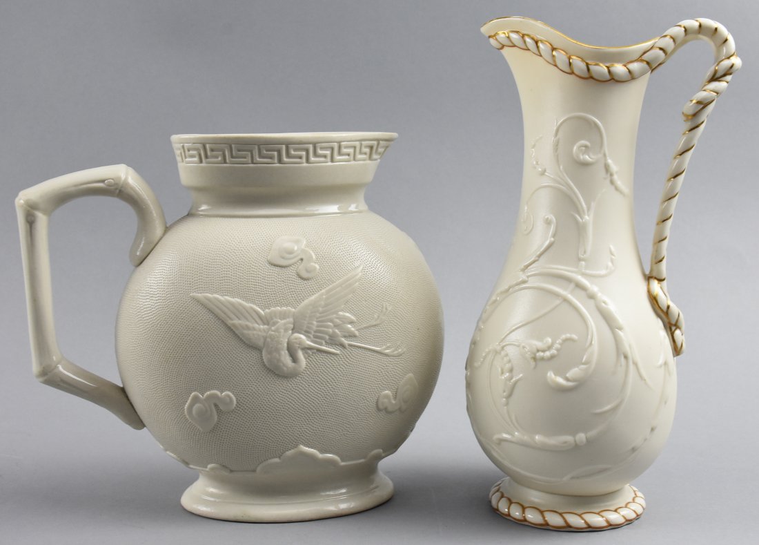 19th C. Parian Pitchers, Copeland, Brownfield (1 of 7)