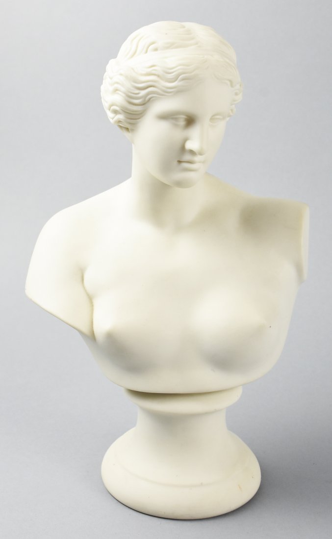 Antique Parian Bust, Goddess Aphrodite: This bust is beautiful and she appears to be Aphrodite, Goddess of Love. Approx height, 11 1/4".