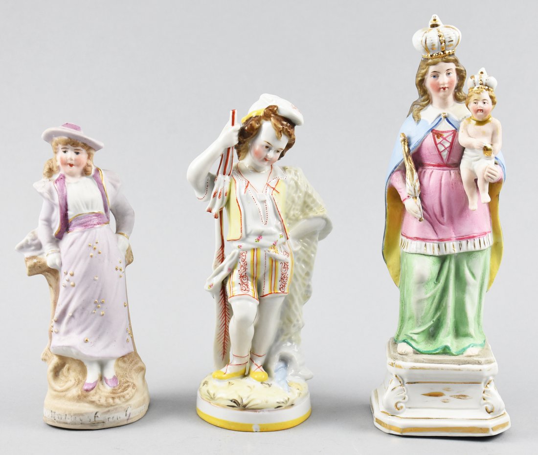 (3) Antique Porcelain & Bisque Figurines (1 of 3)