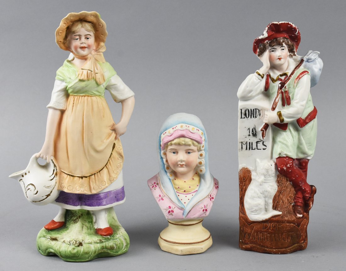 Lot of 3 Victorian Bisque Figurines, Whittington (1 of 3)