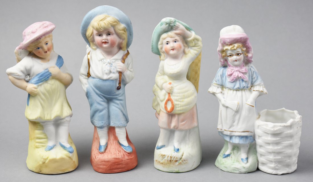 4 Pc Lot, German Bisque Match Holders (1 of 3)