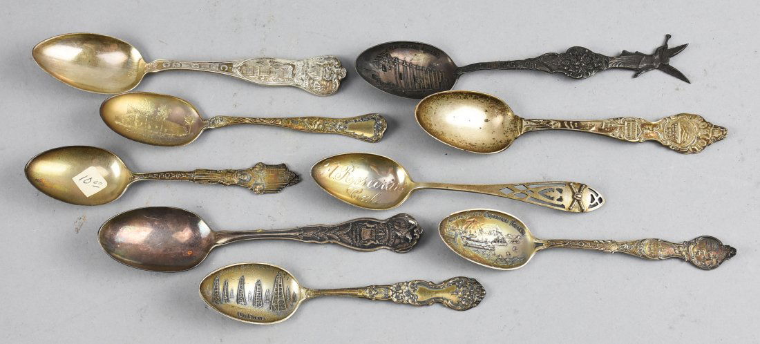 (9) Antique Sterling Collector Spoons, Cali, Boston, (1 of 5)