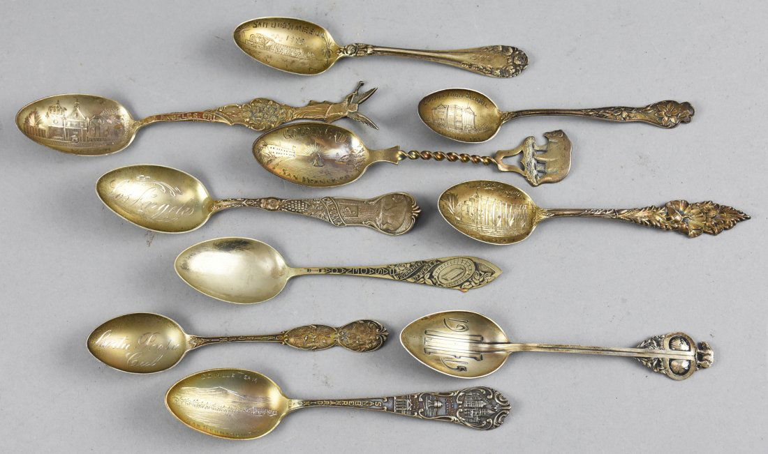 (10) Antique Sterling Collector Spoons, California (1 of 5)