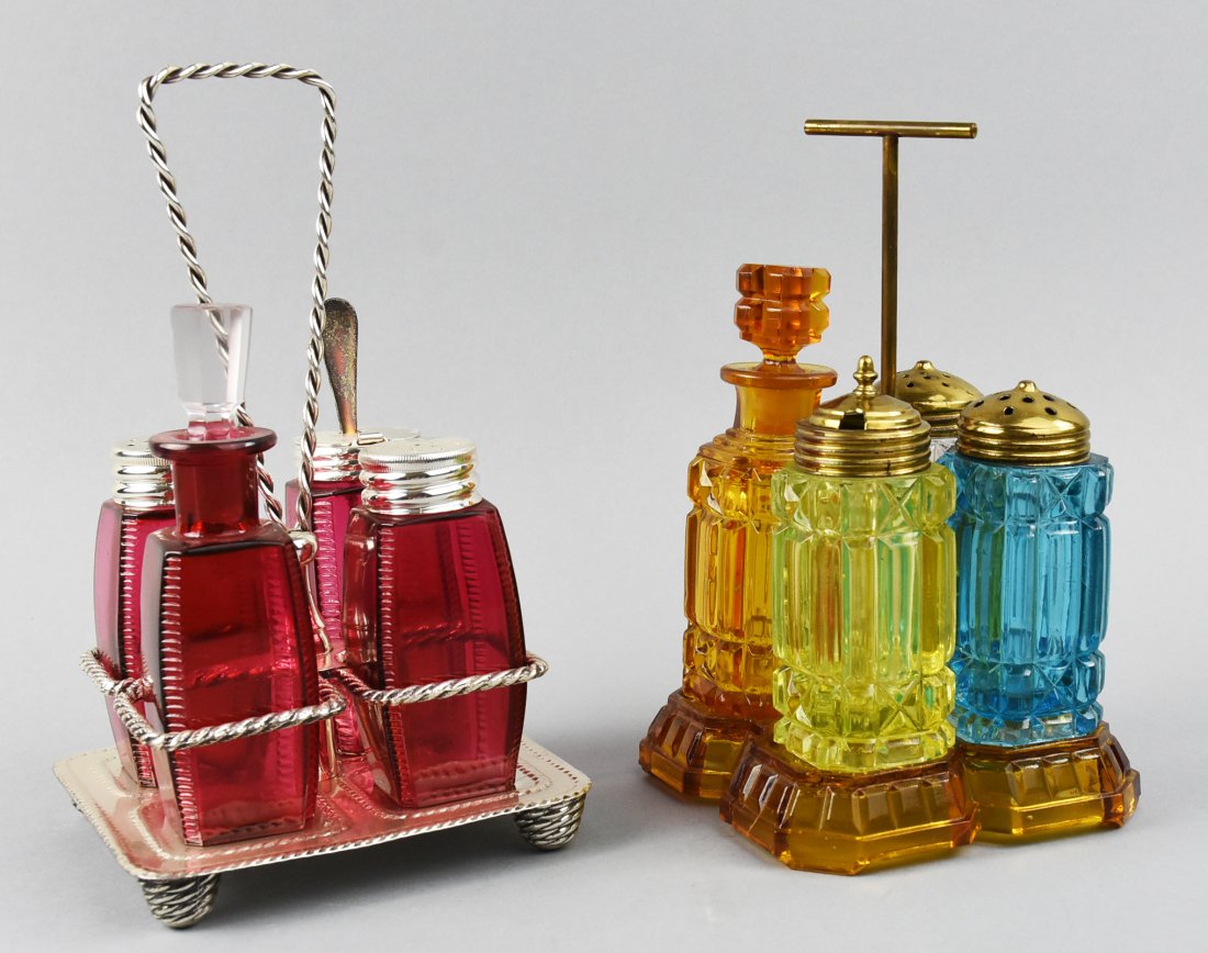 Lot of 2 Antique Condiment Caddies, EAPG (1 of 7)