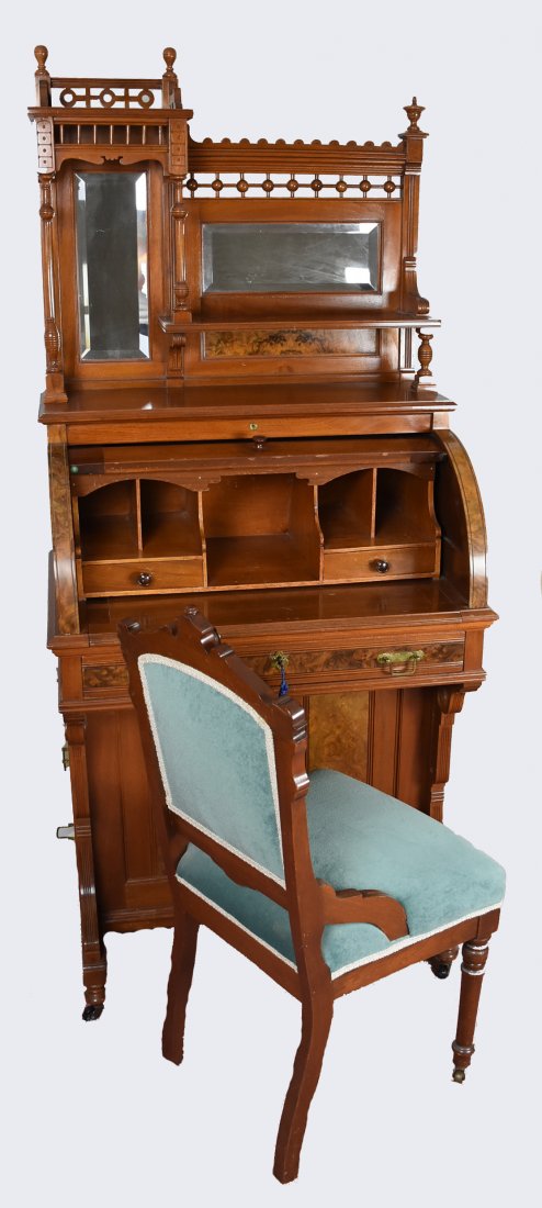 Stick & Ball Victorian Desk, Eastlake Chair (1 of 17)