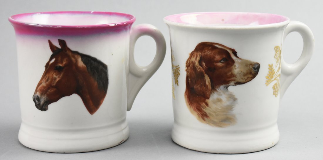 c1925 German Porcelain Horse/Dog Shave Mugs (1 of 3)