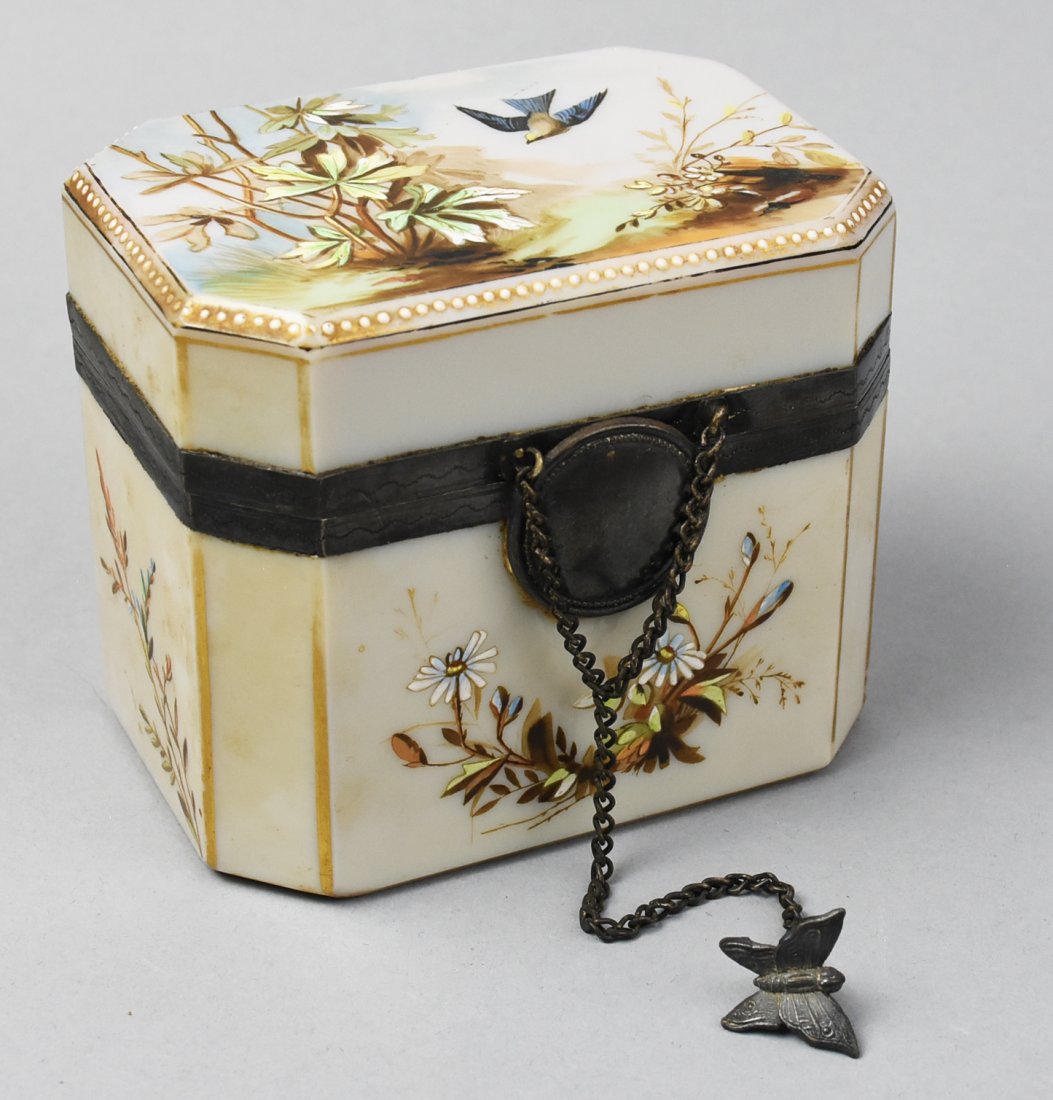 Victorian Opaline Jewelry Casket, Enamel (1 of 11)