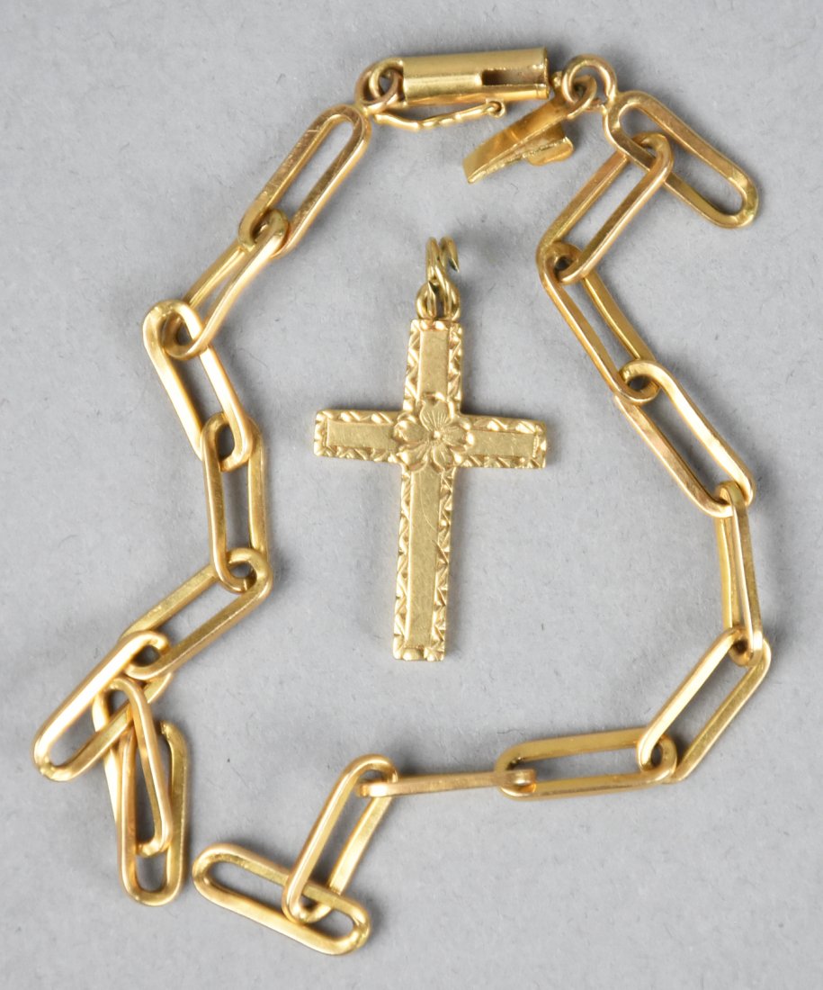 14K Etched Cross, Chain Pieces (1 of 2)