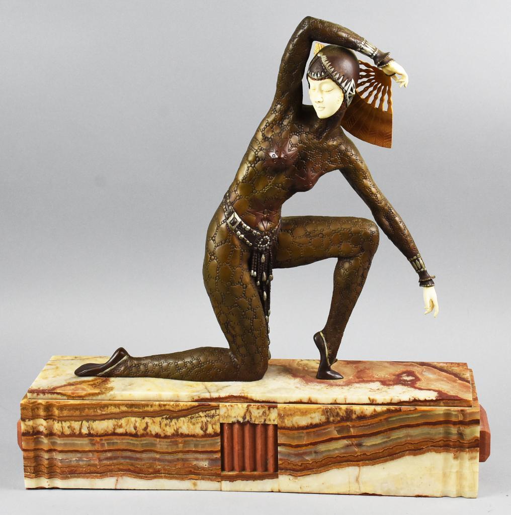 Demetre Chiparus style Bronze FAN DANCER (1 of 11)