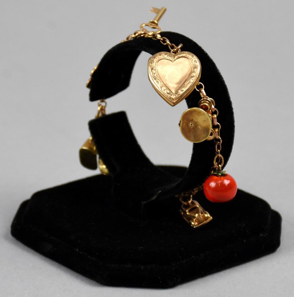 Vintage 10k & 14k Gold Charm Bracelet (1 of 5)