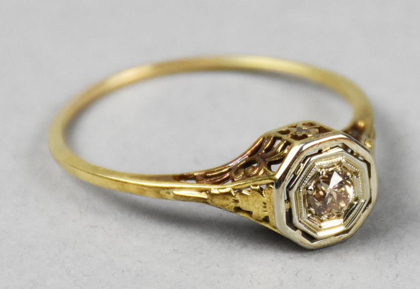 Art Deco 14K & Diamond Engagement Ring (1 of 6)