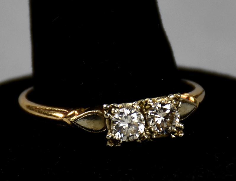 Vintage 14K Yellow & White Gold Diamond Ring (1 of 6)