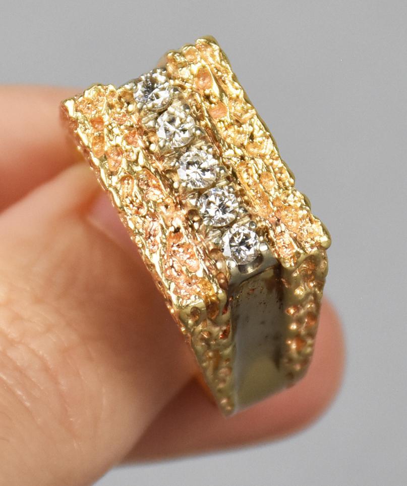 Men's vintage gold nugget ring deals