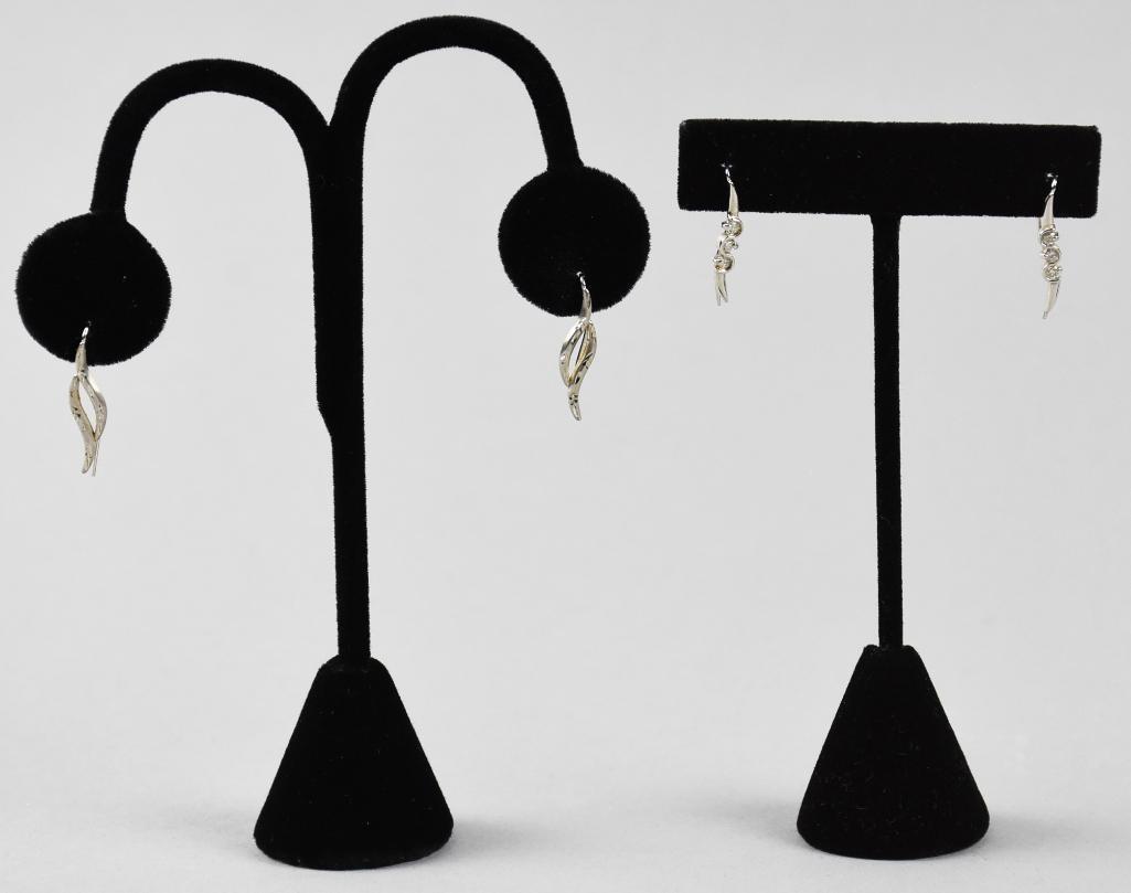 (2) Pair Jose Porcell 14K Earwire Earrings Gold/Diamond (1 of 8)